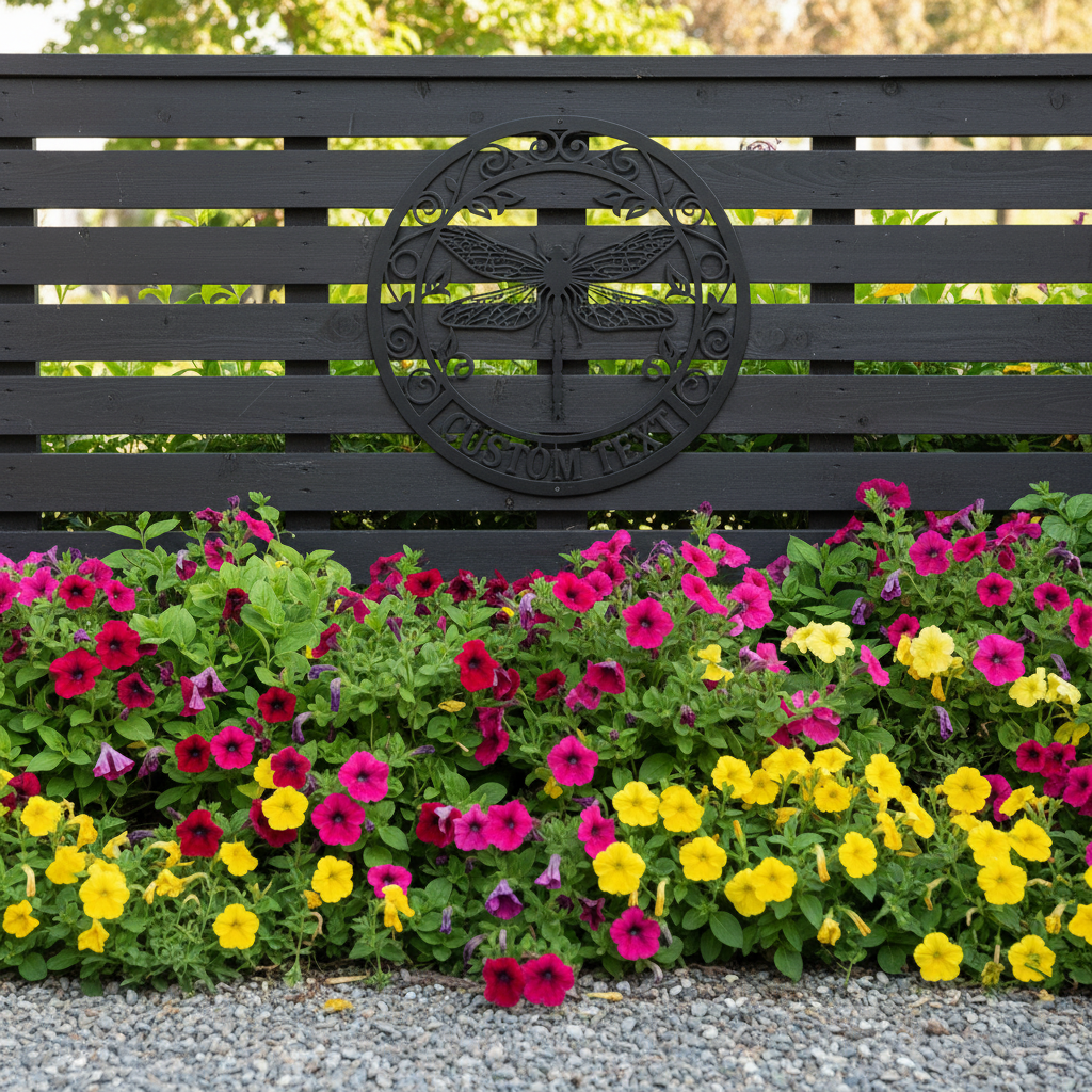 Personalisiertes Libelle mit filigranen Ranken Metallschild rund – Bild 8
