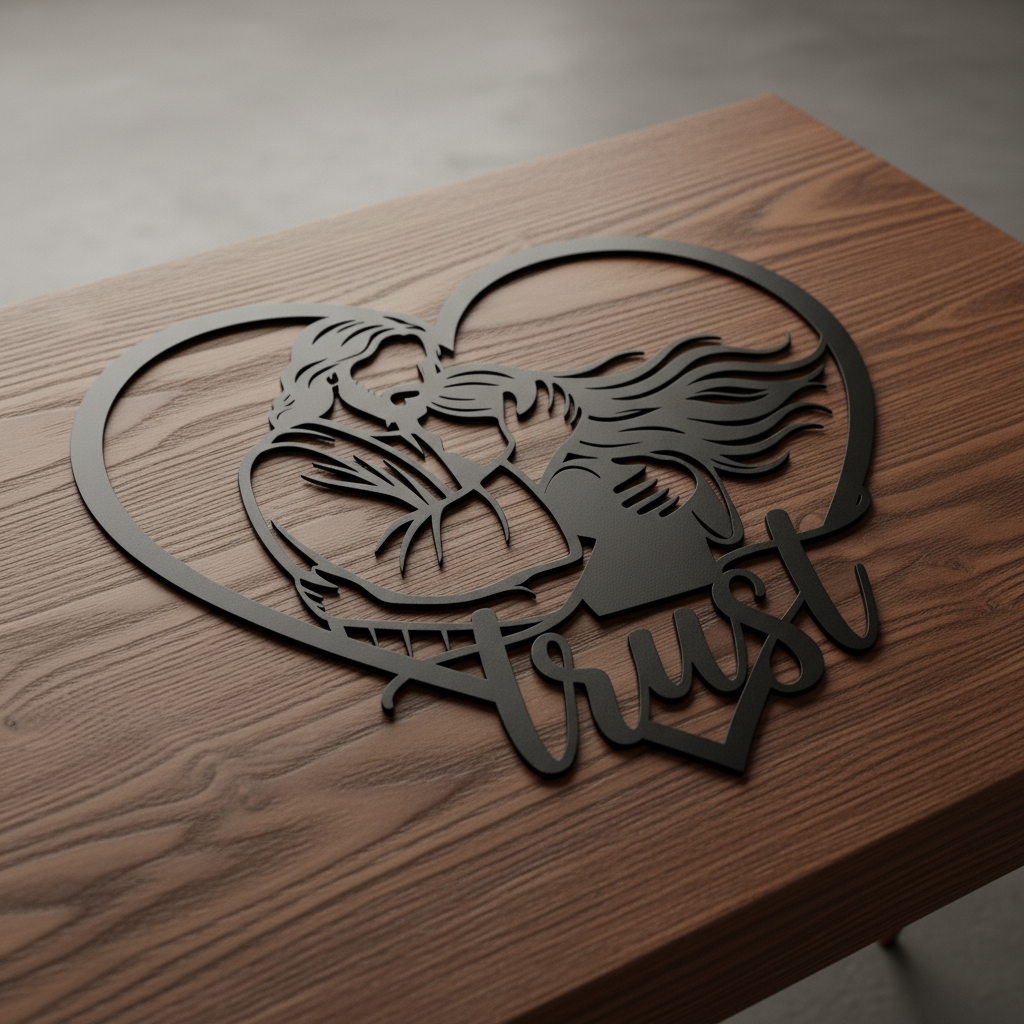 Personalisiertes Herz Metallschild „Trust in Jesus“ mit Namen aus Stahl – Bild 10