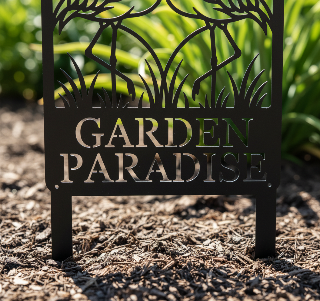 Personalisierter Flamingo Paar Gartenstecker – Bild 4