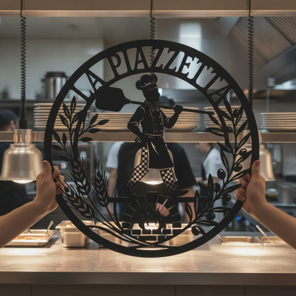 Pizzeria Metallschild mit Namen
