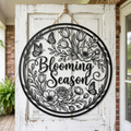 Blooming Season Blumen und Schmetterlinge Metallschild rund – Bild 1