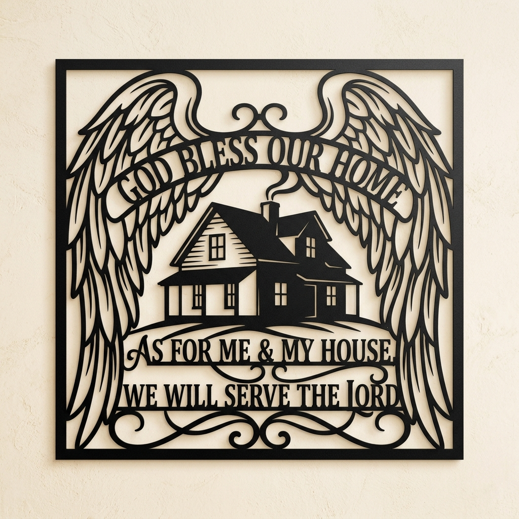 Personalisiertes God Bless Serve the Lord Familienschild – Bild 1