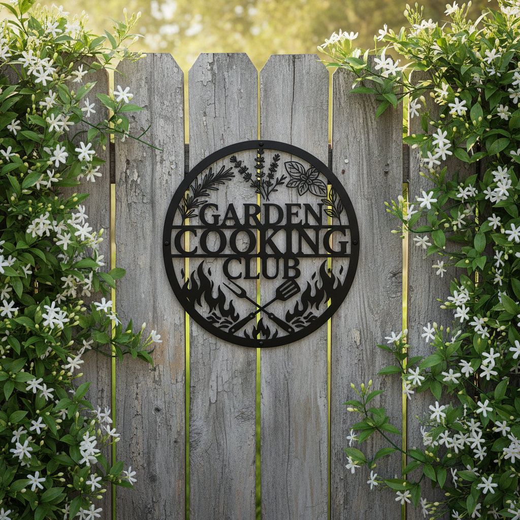 Personalized Grill Club metal sign with name in black steel – image 5