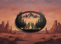 Oval howling wolves metal wall art with mountains and crescent moon in black steel