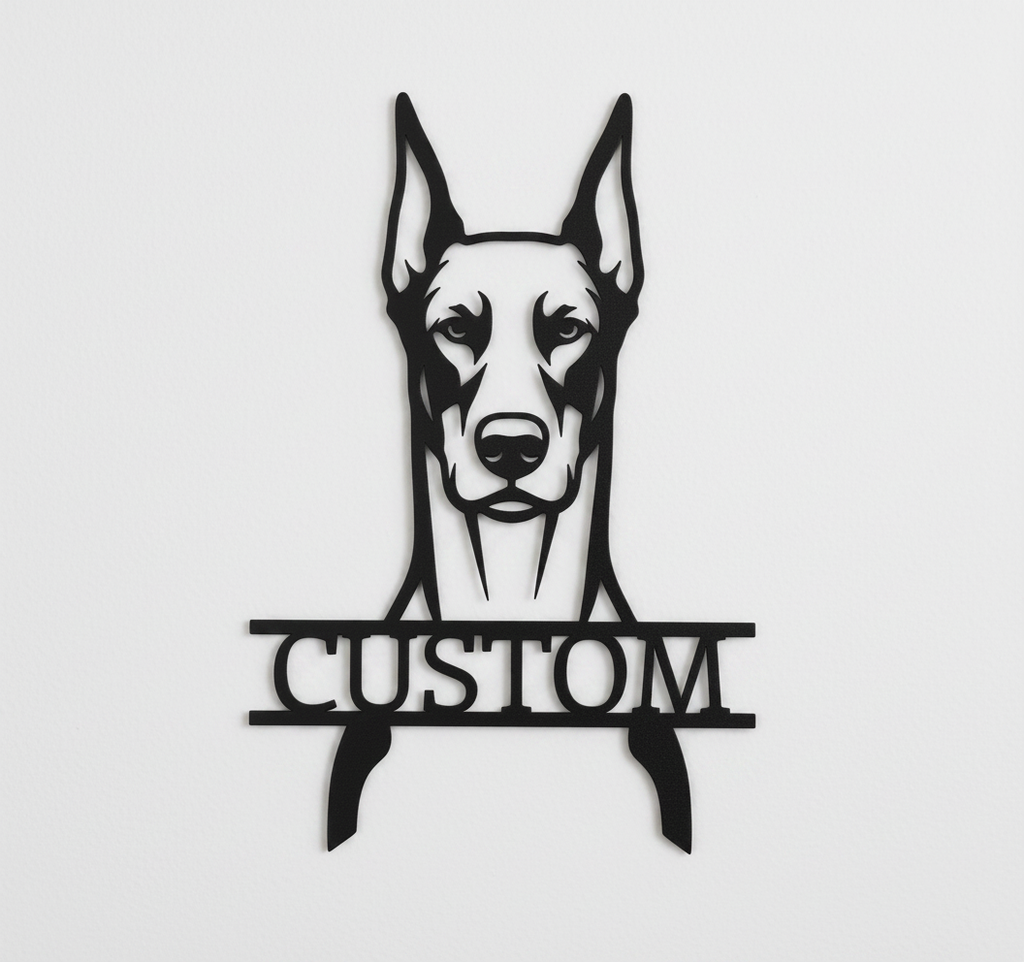 Personalisiertes Dobermann Kopf Metallschild – Bild 6