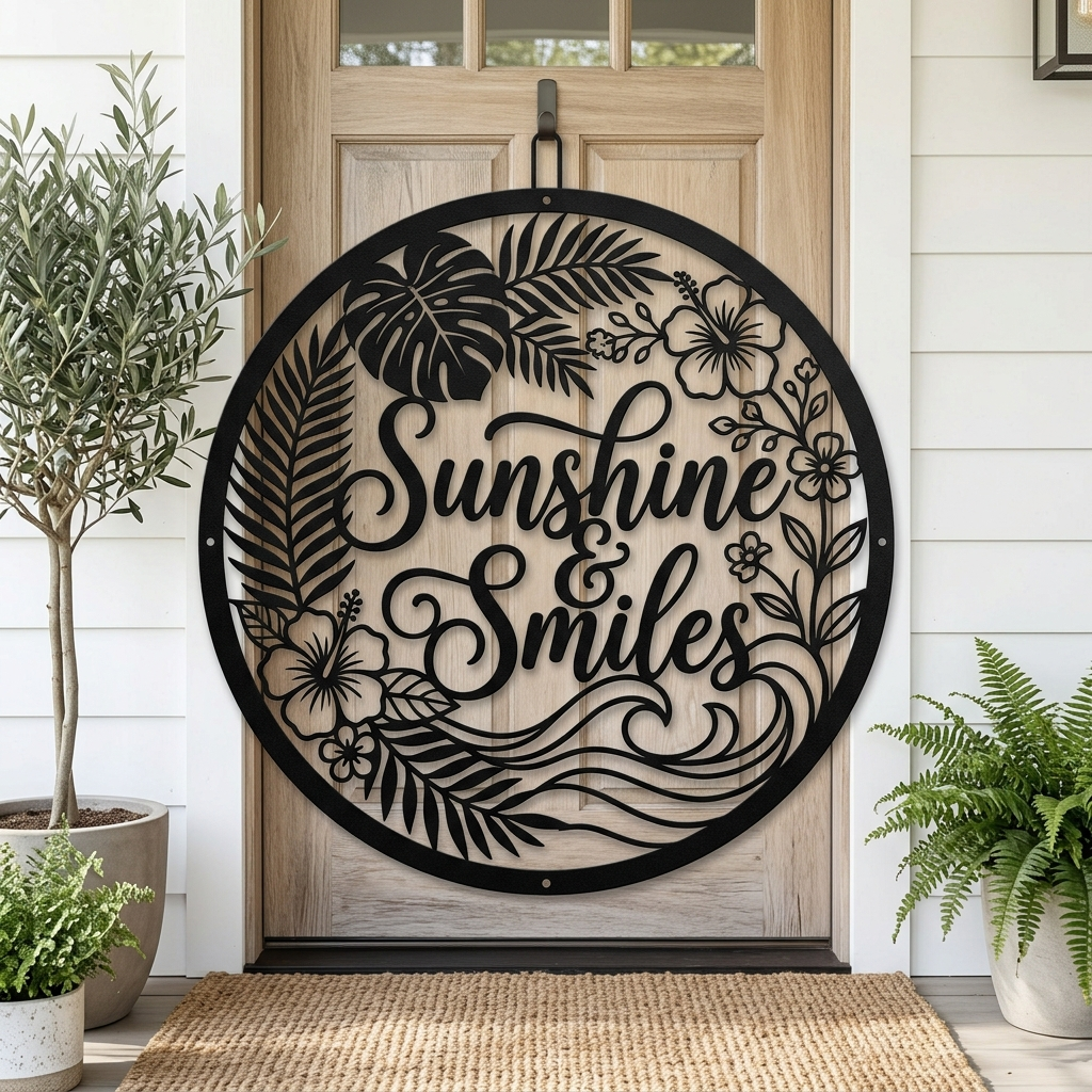 Personalisiertes Sunshine and Smiles Sommer Metallschild – Bild 2