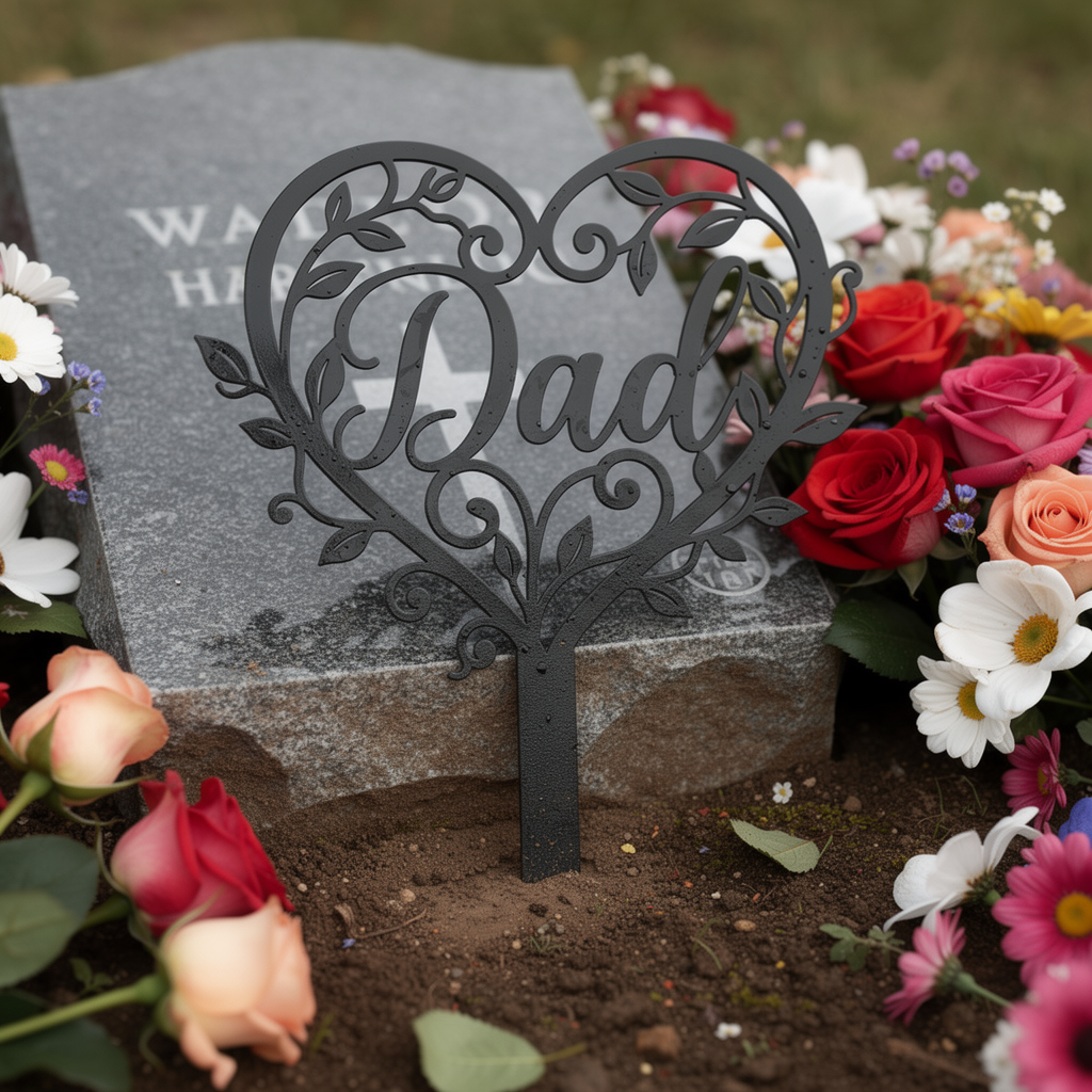 Dad Blumenherz Gedenkstecker – Bild 3