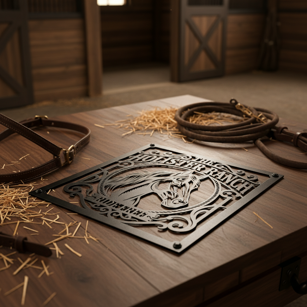 Personalisiertes Ranch Schild quadratisch mit Pferdekopf – Bild 6
