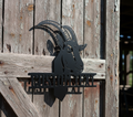 Personalized goat head metal sign with name for the goat barn in black steel