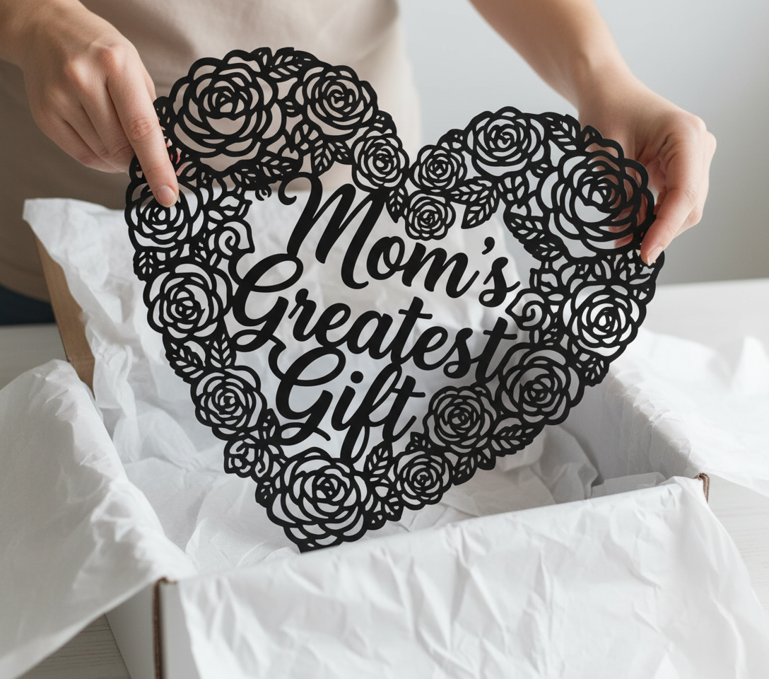 Mom's Greatest Gift Metallschild mit Rose und Herz – Bild 1