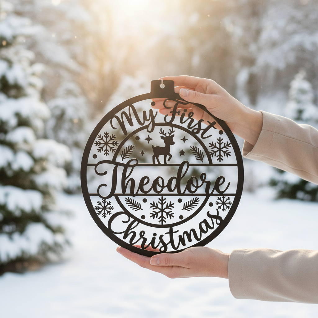 Personalisiertes Mein erstes Weihnachten Baby-Rentier Metallschild – Bild 10