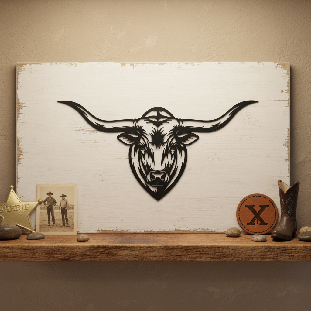 Longhorn Stierkopf Wanddeko mit ausladenden Hörnern aus schwarzem Stahl – Bild 10