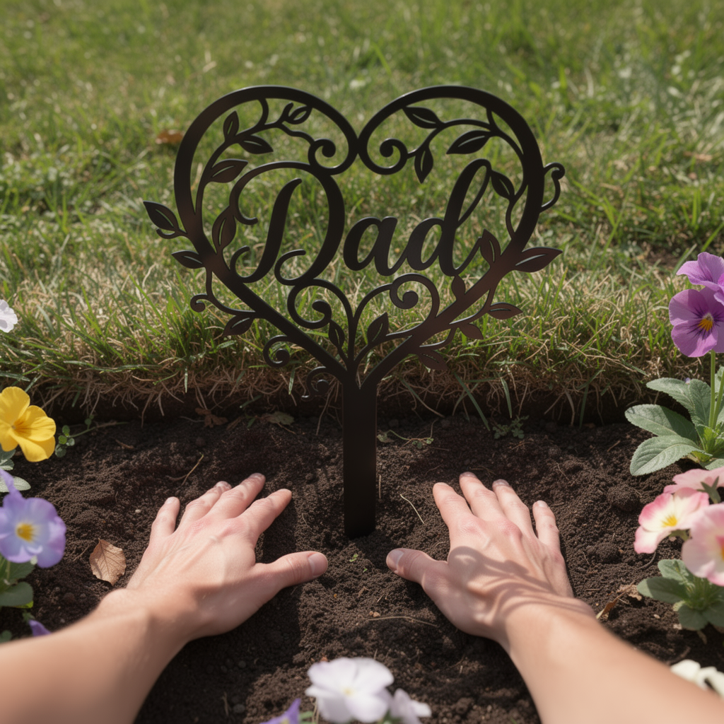 Dad Blumenherz Gedenkstecker – Bild 1
