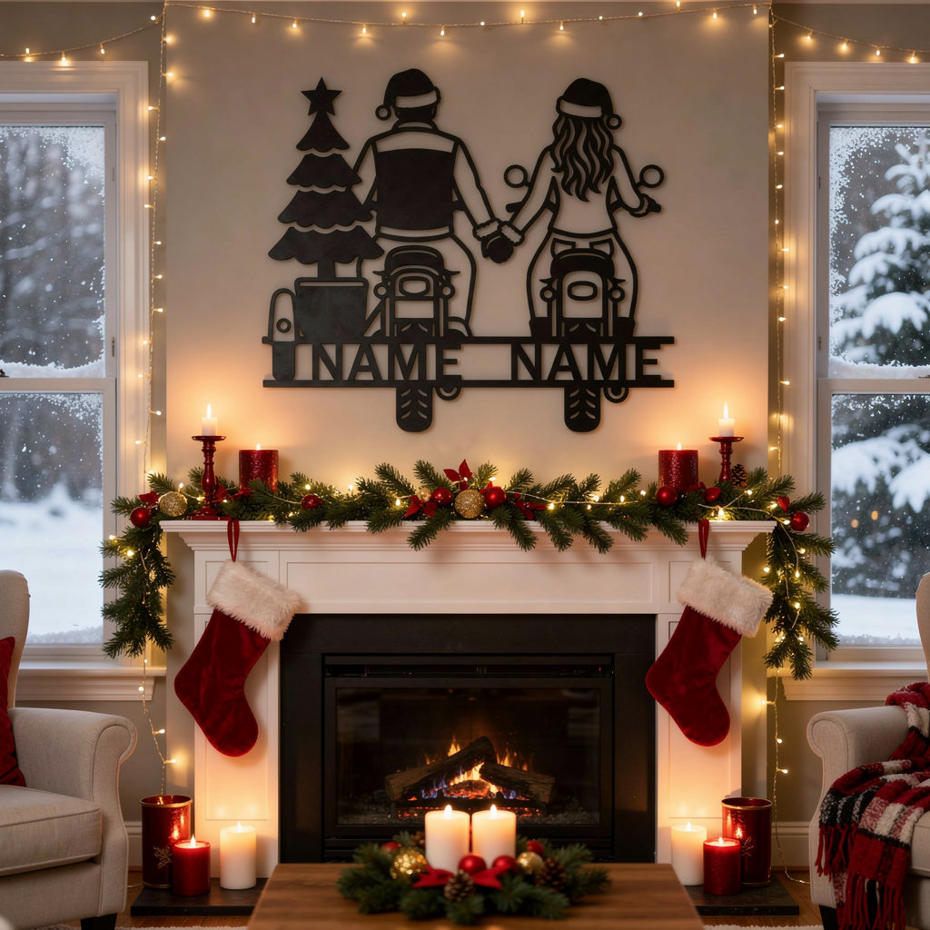 Personalisiertes Weihnachts-Biker-Paar Metallschild – Bild 8