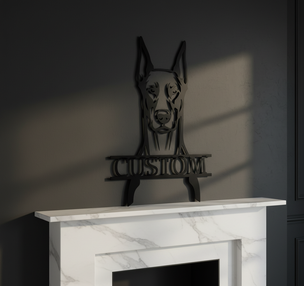 Personalisiertes Dobermann Kopf Metallschild – Bild 3