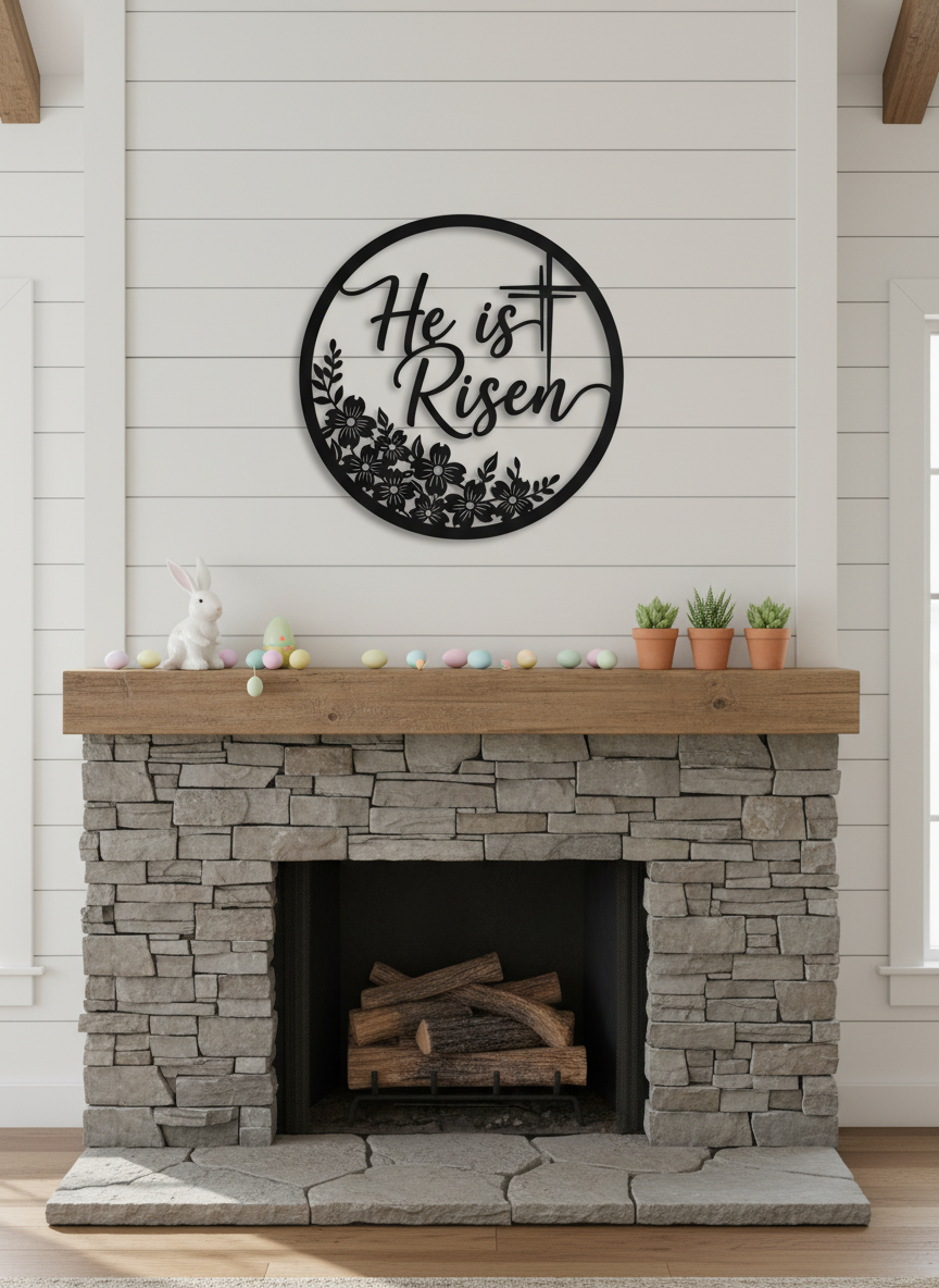 Personalized He Is Risen Easter metal sign in black steel – image 5