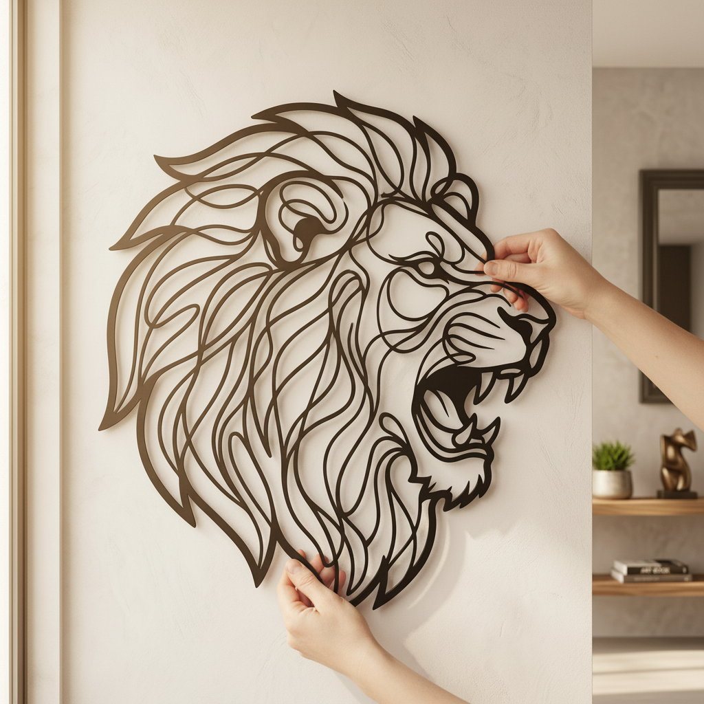 Personalized roaring lion head metal sign with name in black steel – image 5