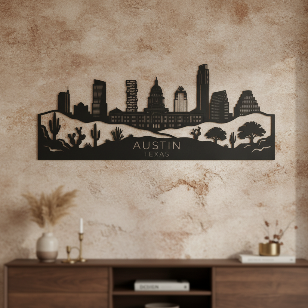 Austin Texas Skyline Metall Wanddeko – Bild 7