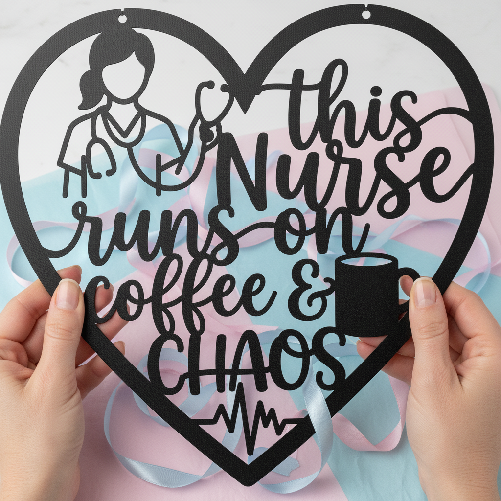 This nurse runs on coffee and chaos Herz Metallschild – Bild 5