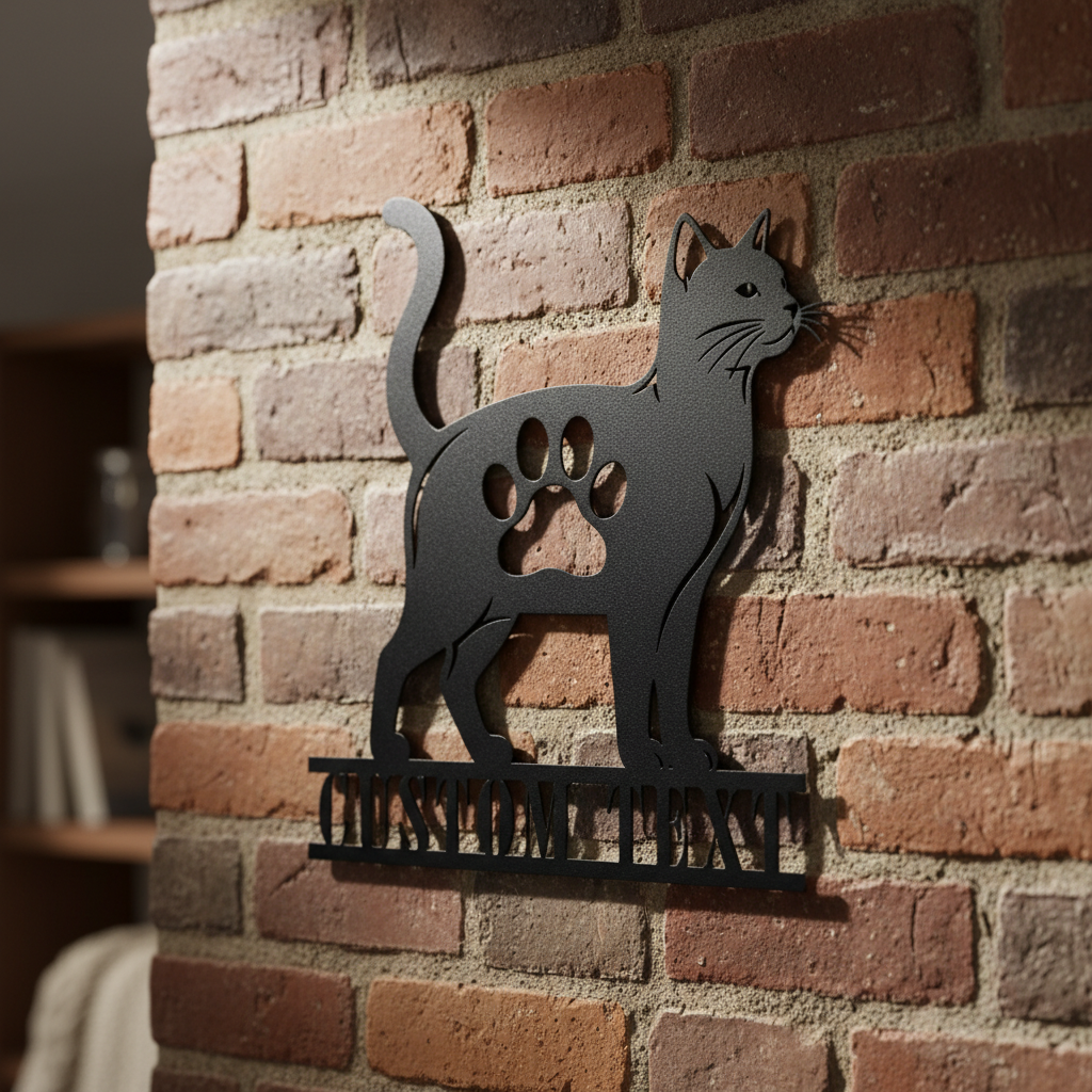 Personalisiertes Katzen Pfotenabdruck Metallschild – Bild 2