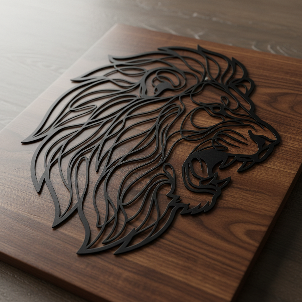 Personalized roaring lion head metal sign with name in black steel – image 9