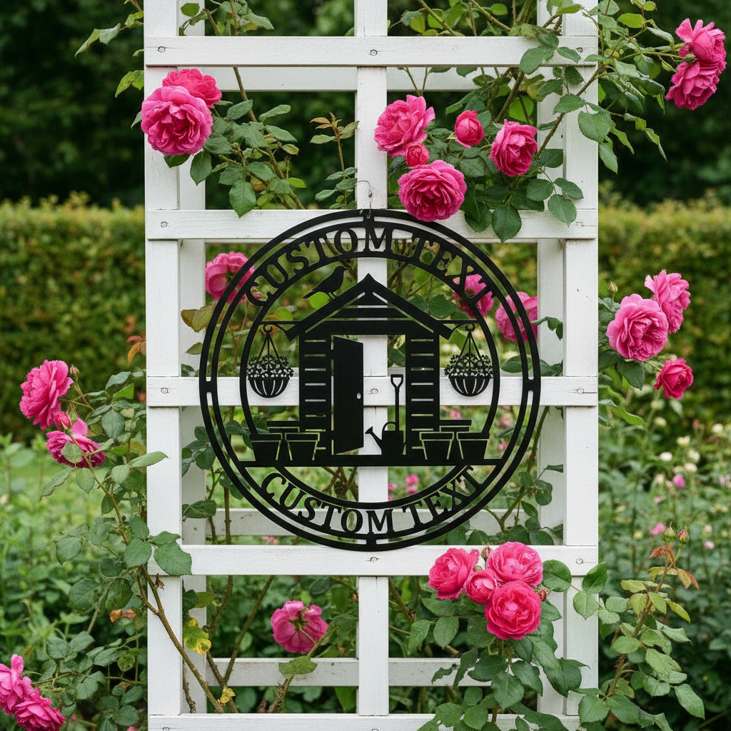 Personalisiertes Gartenhaus Schild mit Namen aus schwarzem Stahl – Bild 10