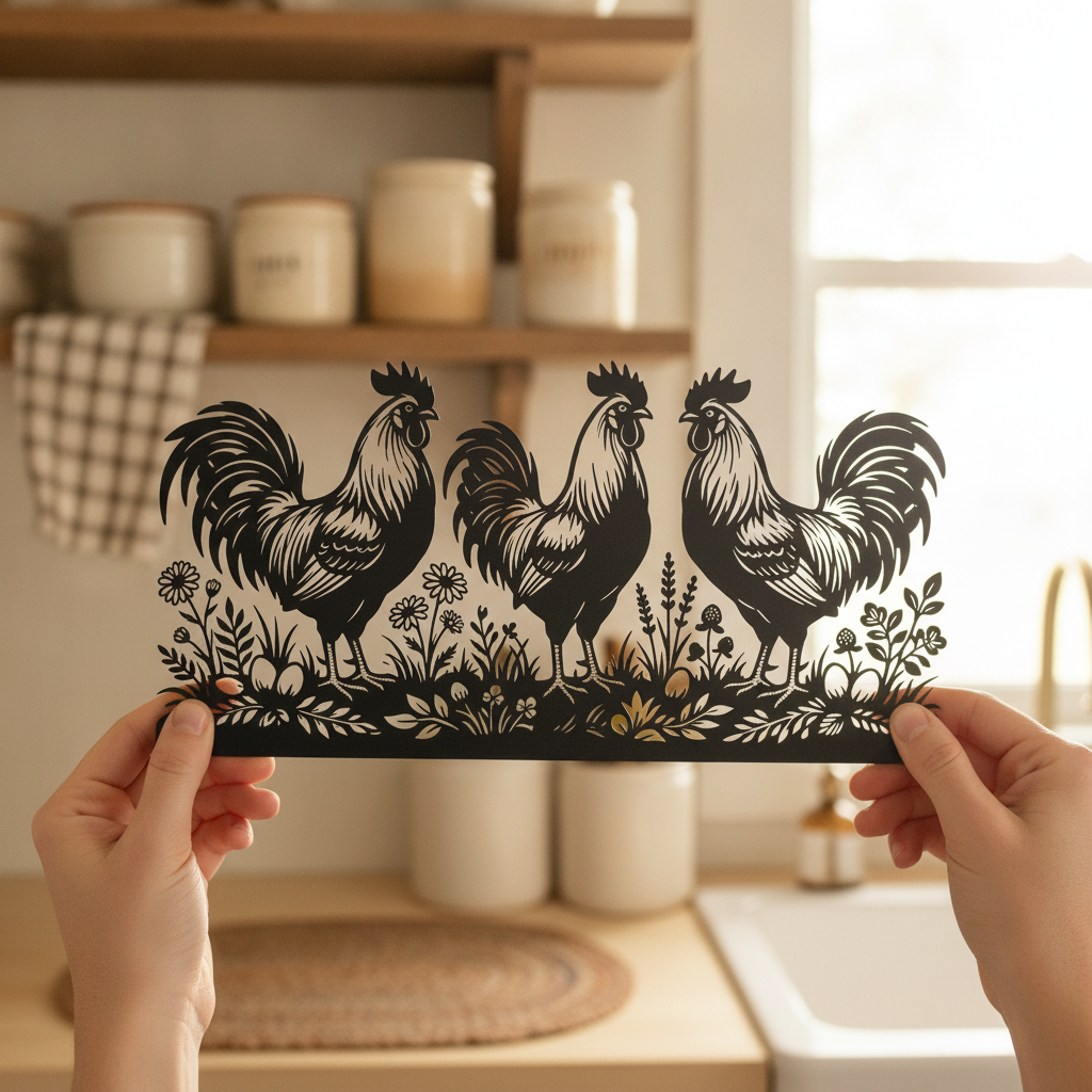 Personalized rooster farmhouse metal sign with farm name in black steel – image 5