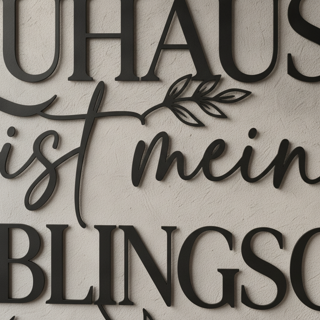 Metallschild mit Spruch Zuhause ist mein Lieblingsort aus schwarzem Stahl – Bild 9