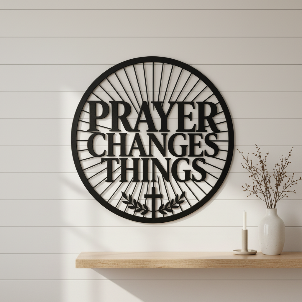 Personalisiertes Gebet Metallschild Prayer Changes Things aus schwarzem Stahl – Bild 9