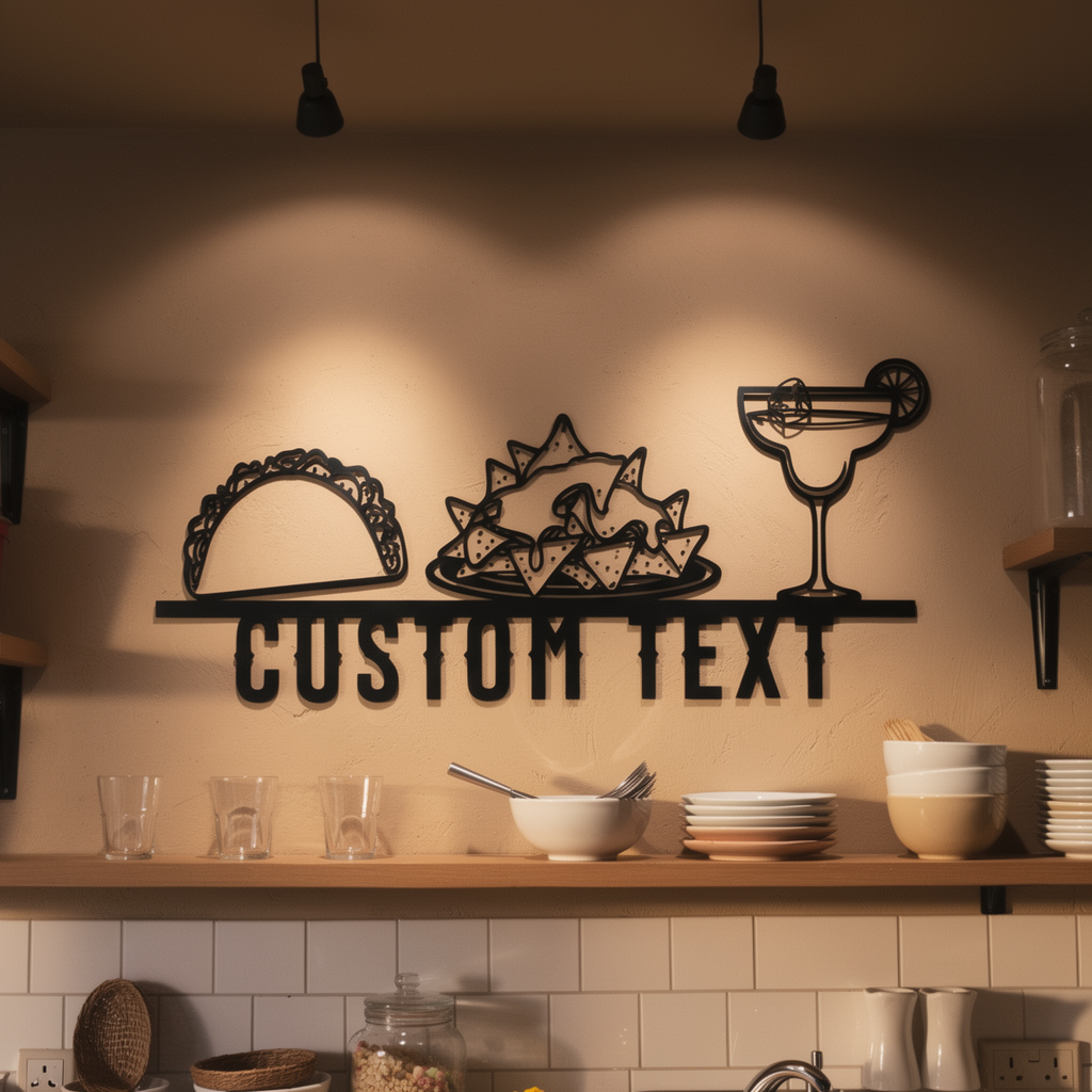 Personalisiertes mexikanisches Restaurant Schild mit Tacos, Nachos und Margarita – Bild 10