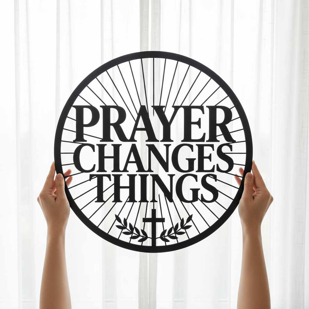 Personalisiertes Gebet Metallschild Prayer Changes Things aus schwarzem Stahl – Bild 6