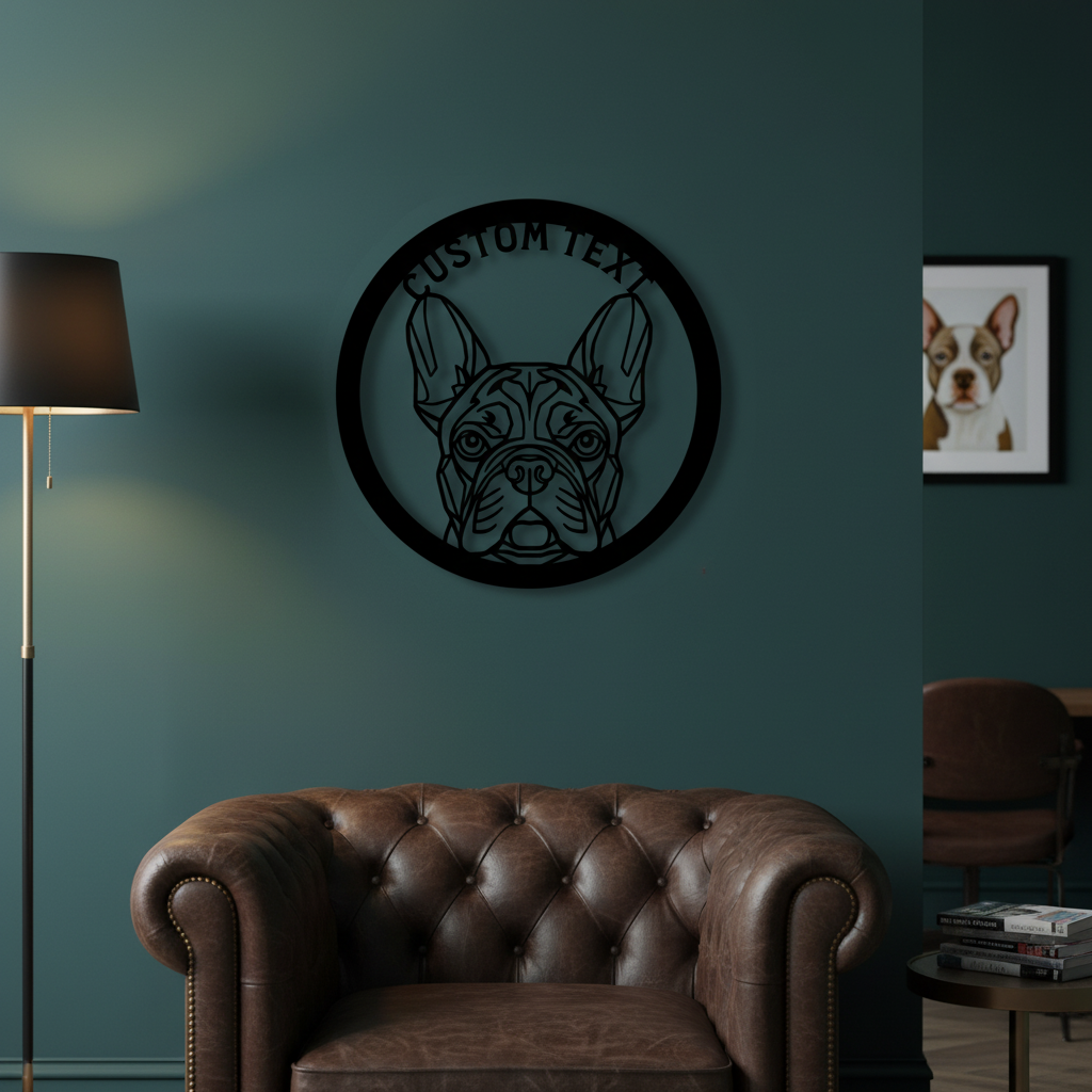 Französische Bulldogge Frenchie Love Metallschild rund – Bild 3