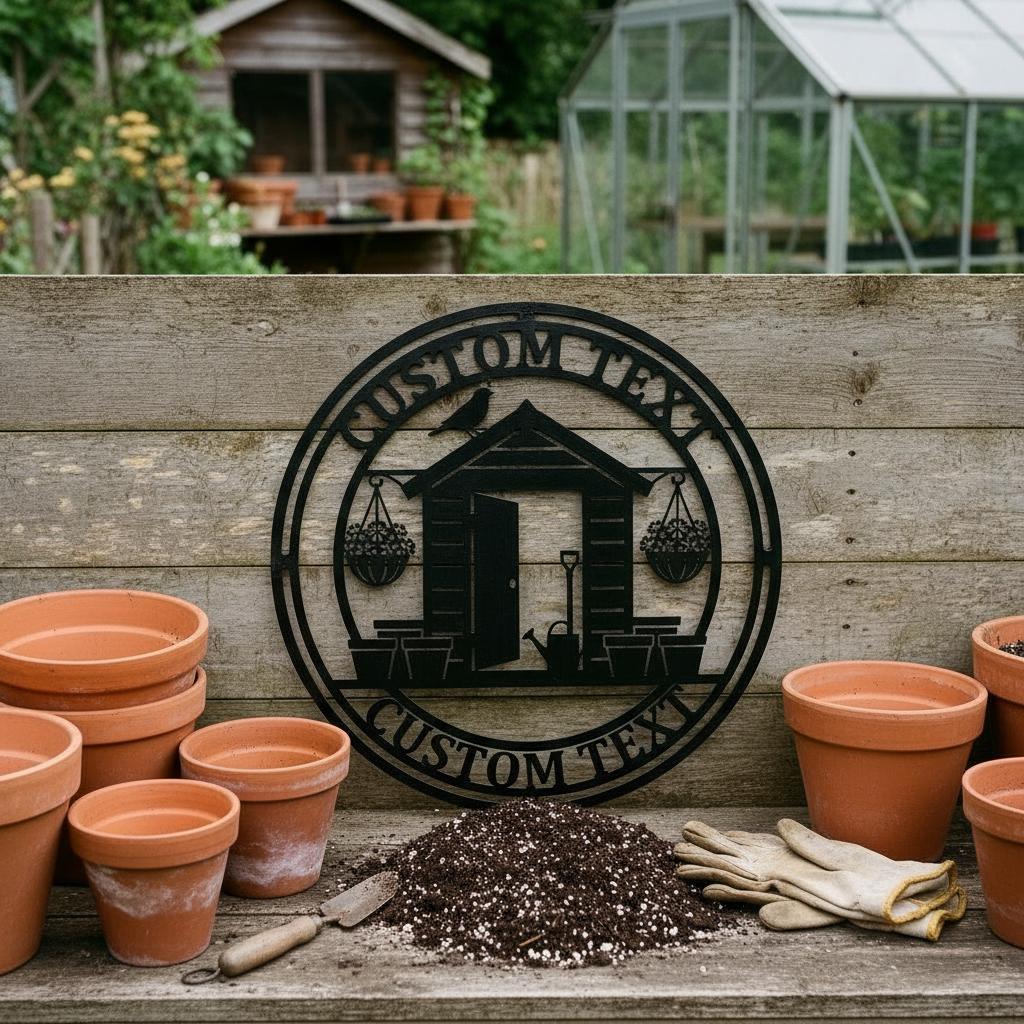 Personalisiertes Gartenhaus Schild mit Namen aus schwarzem Stahl – Bild 9
