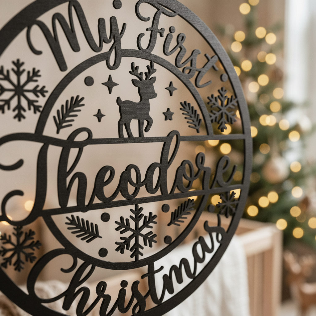 Personalisiertes Mein erstes Weihnachten Baby-Rentier Metallschild – Bild 3