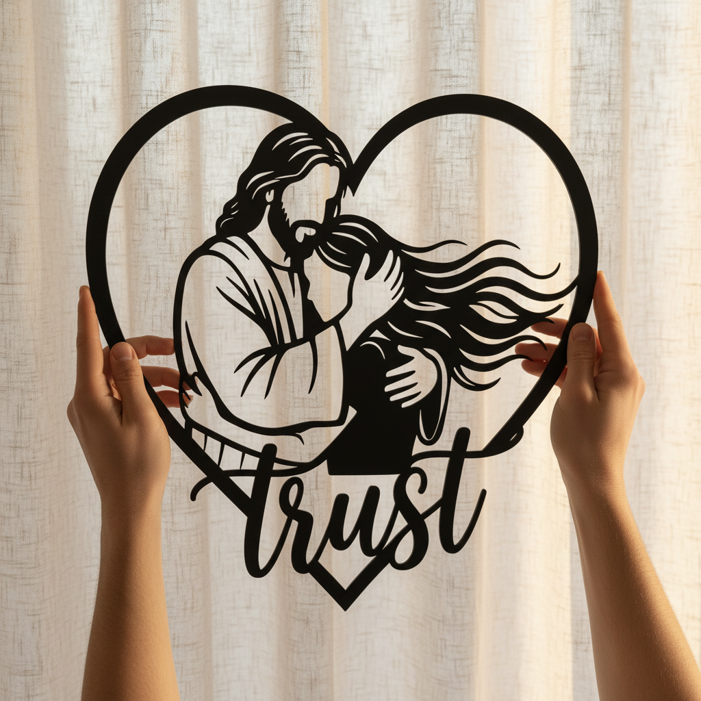 Personalisiertes Trust in Jesus Herz Metallschild – Bild 5