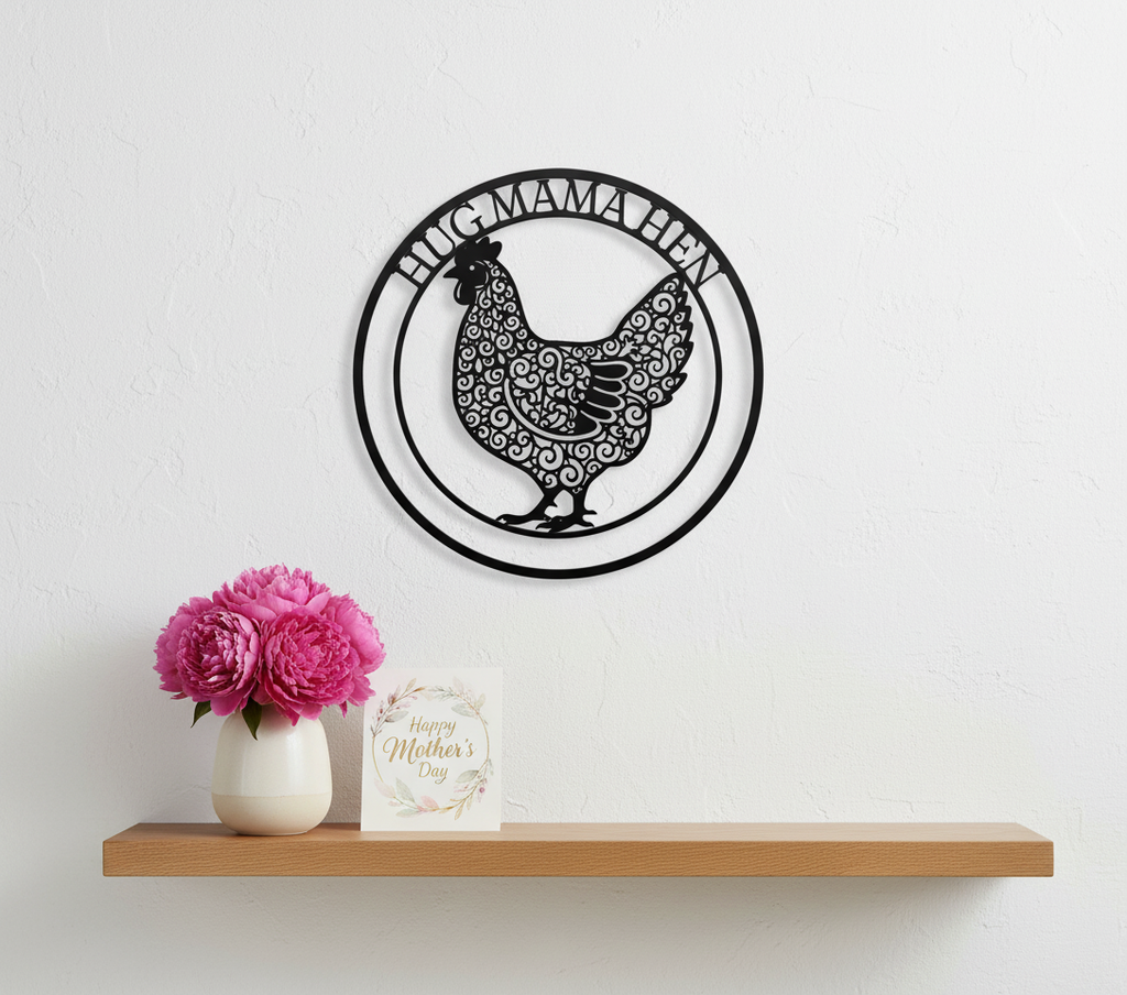 Personalisiertes Hühnerstall Schild mit Huhn und Namen aus schwarzem Stahl – Bild 3