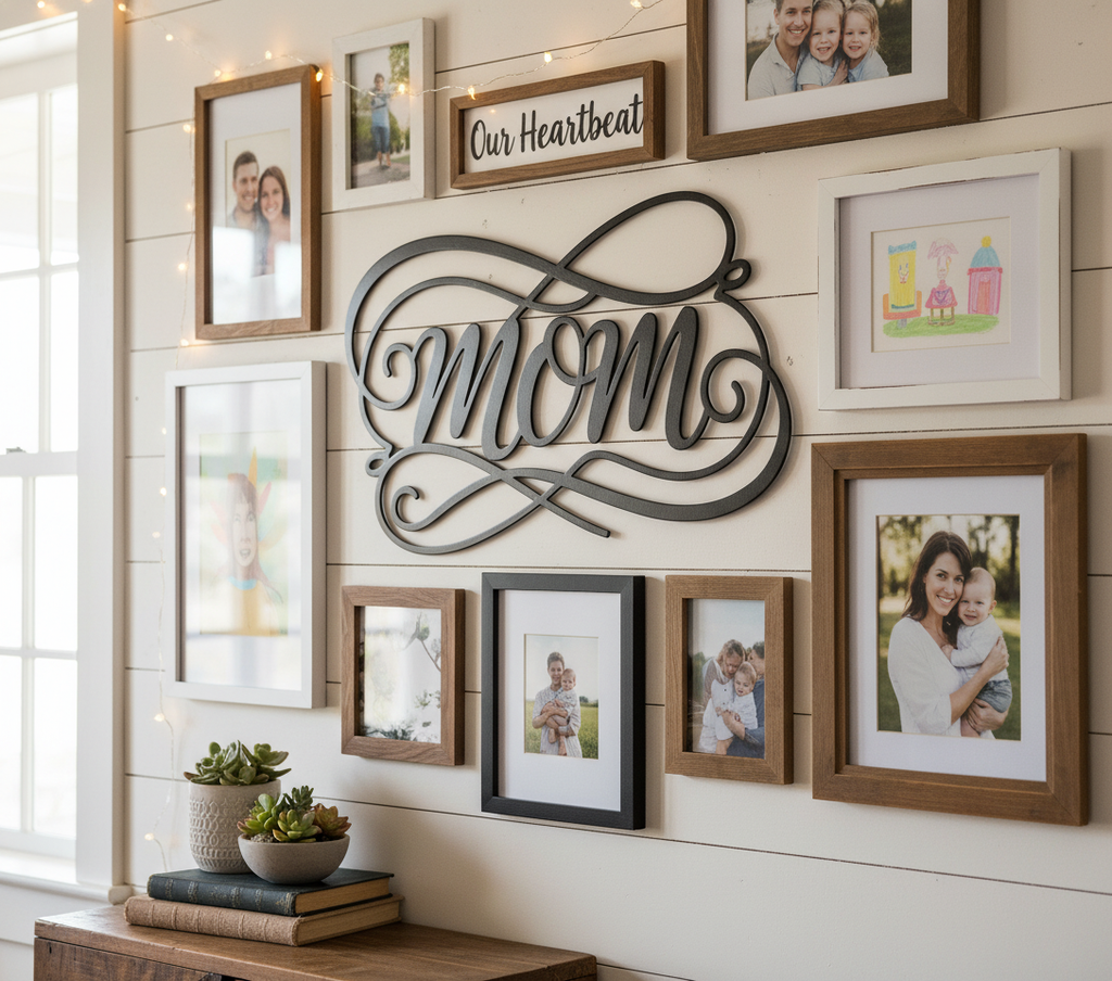 Mama Wanddeko mit Mom Schriftzug und filigranem Rahmen aus schwarzem Stahl – Bild 6