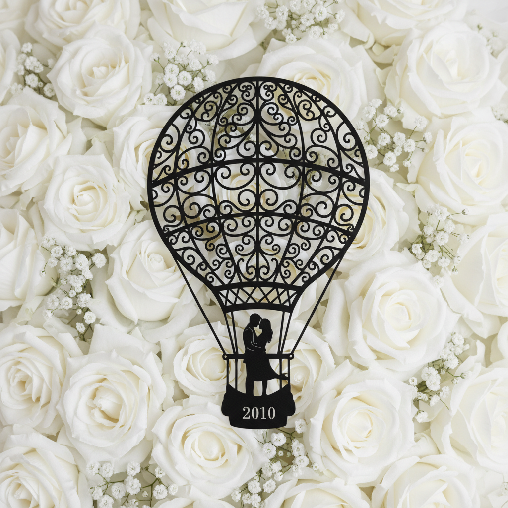 Personalized hot air balloon couple metal sign with names and year – image 8