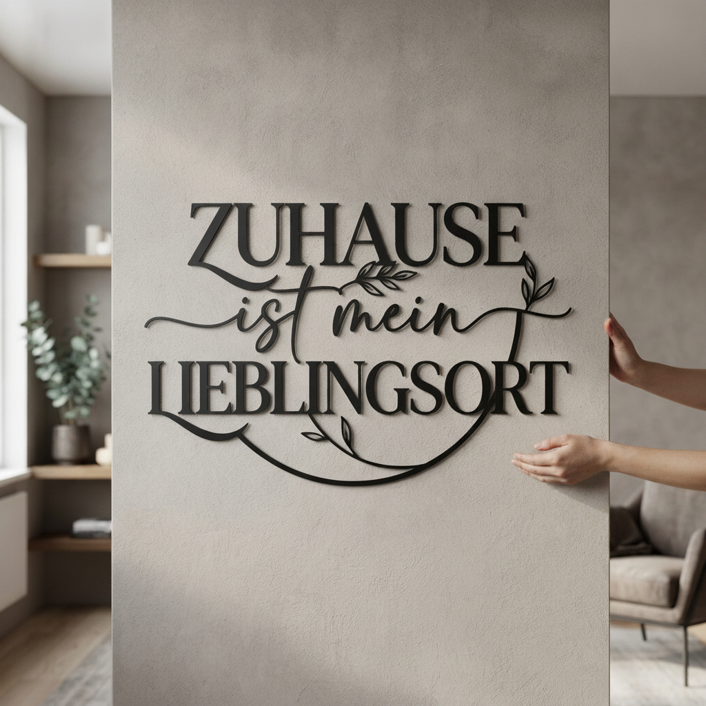 Metallschild mit Spruch Zuhause ist mein Lieblingsort aus schwarzem Stahl – Bild 4
