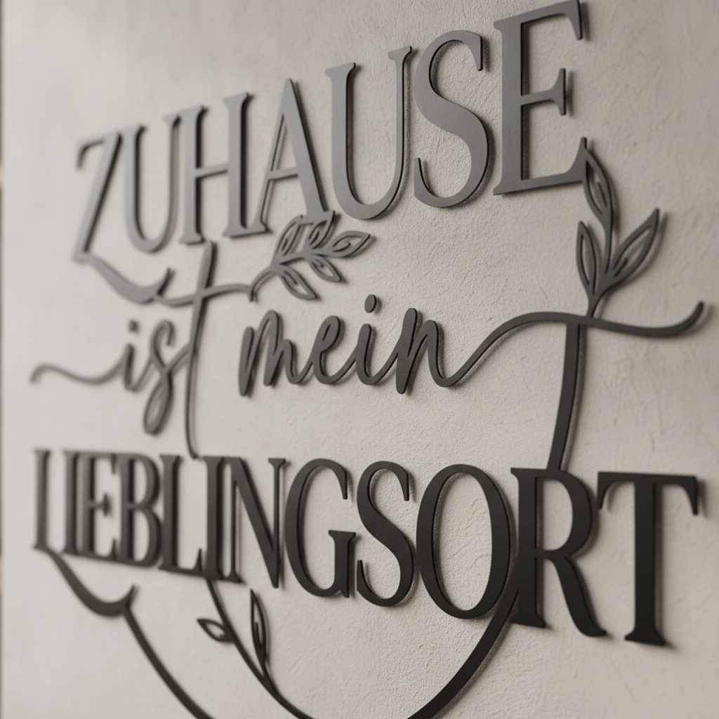 Metallschild mit Spruch Zuhause ist mein Lieblingsort aus schwarzem Stahl – Bild 8