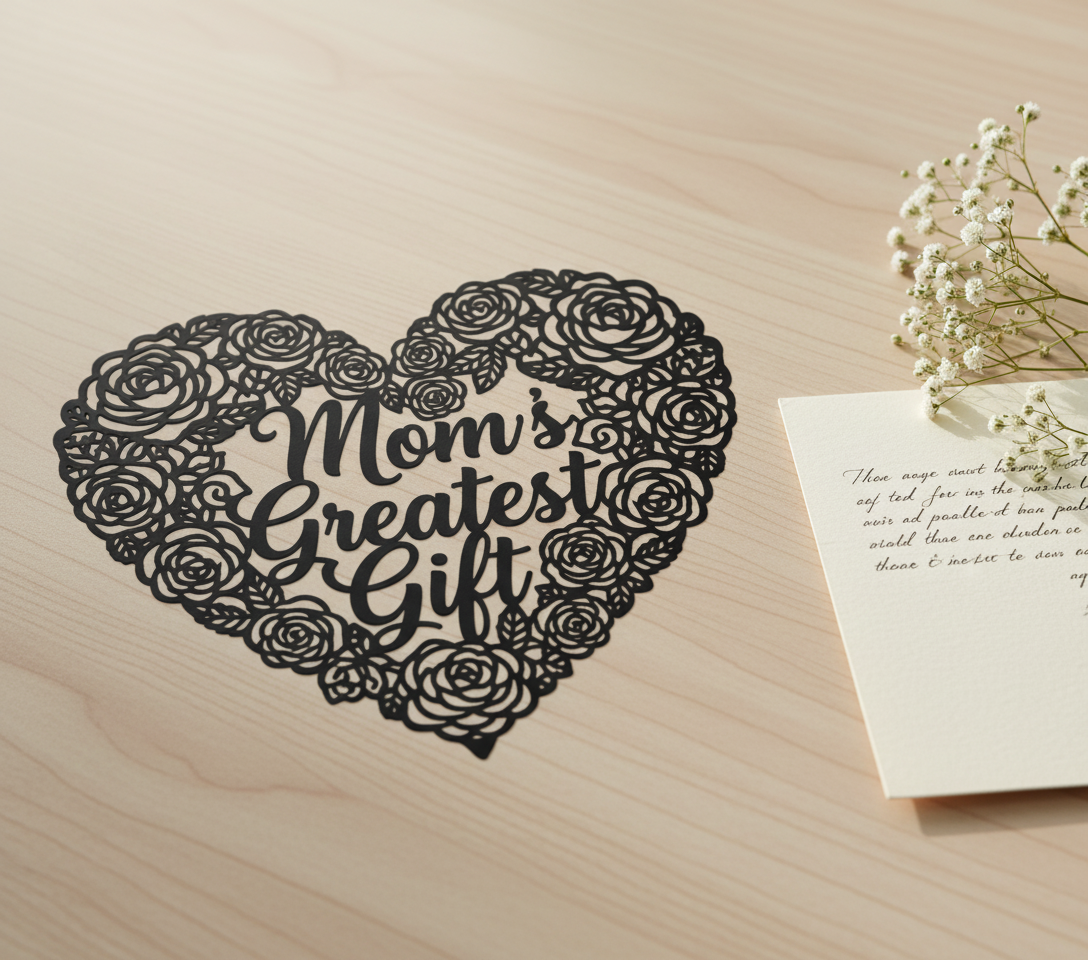 Mom's Greatest Gift Metallschild mit Rose und Herz – Bild 5