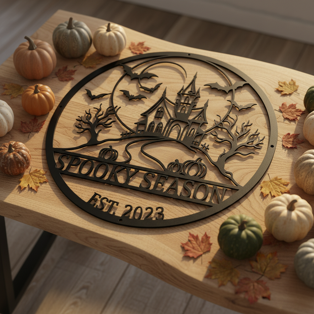 Personalisiertes Spukhaus Halloween Metallschild – Bild 2