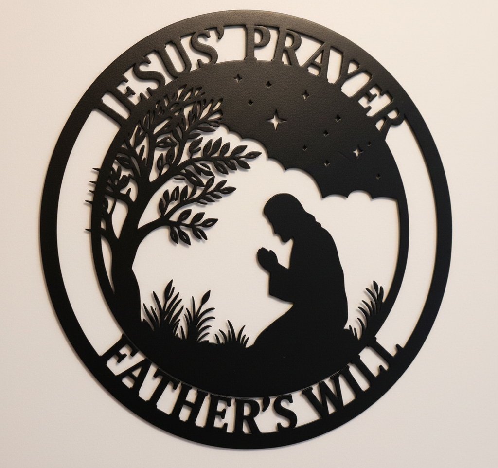 Betender Jesus in Gethsemane unter dem Baum Metallschild rund – Bild 8