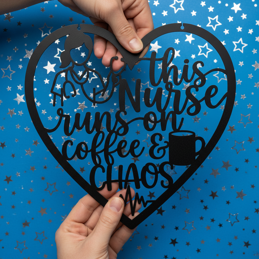 This nurse runs on coffee and chaos Herz Metallschild – Bild 9