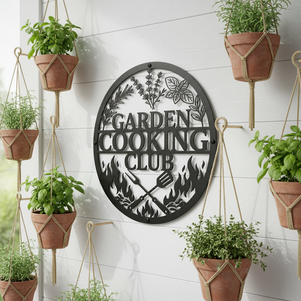 Personalized Grill Club metal sign with name in black steel – image 6