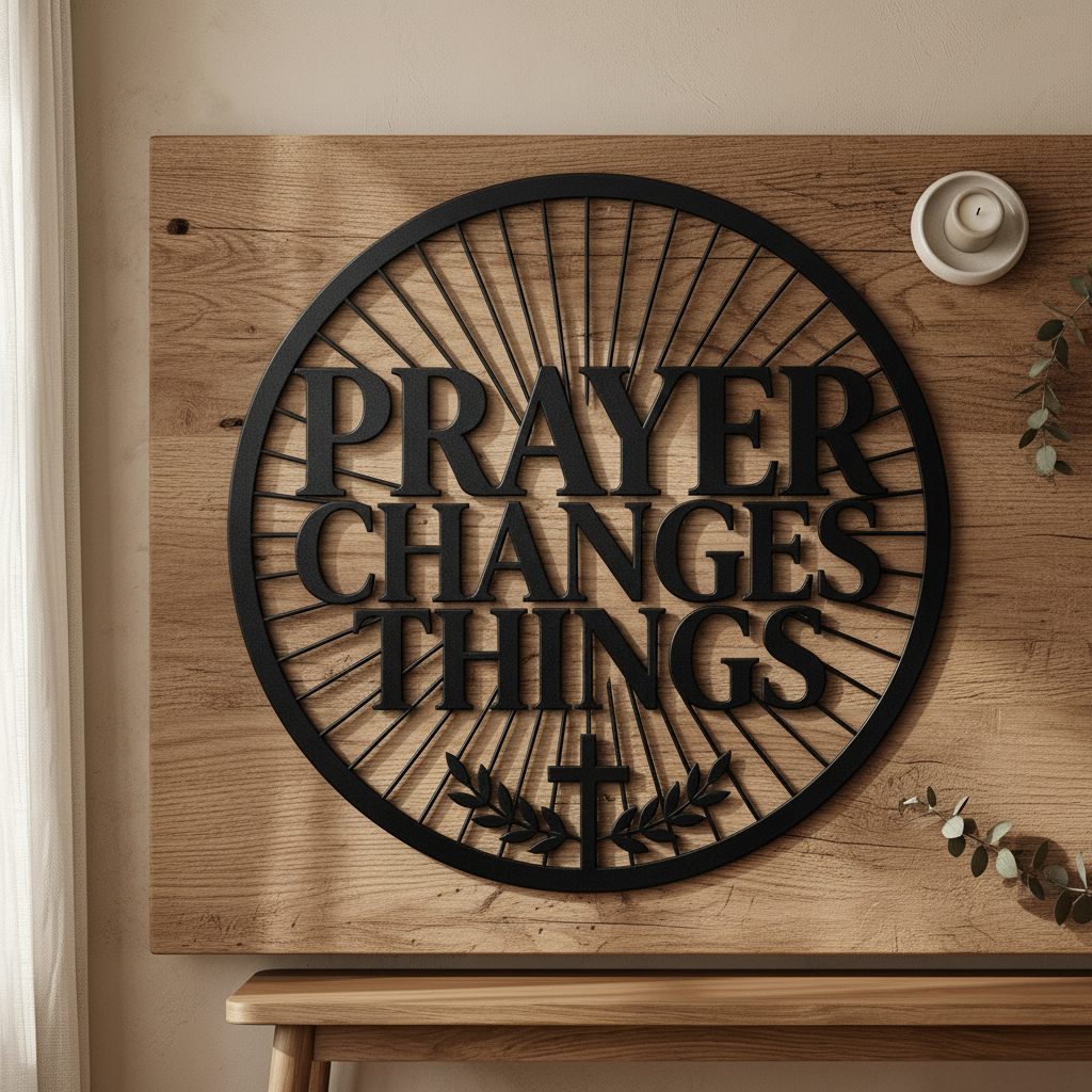 Personalisiertes Gebet Metallschild Prayer Changes Things aus schwarzem Stahl – Bild 7