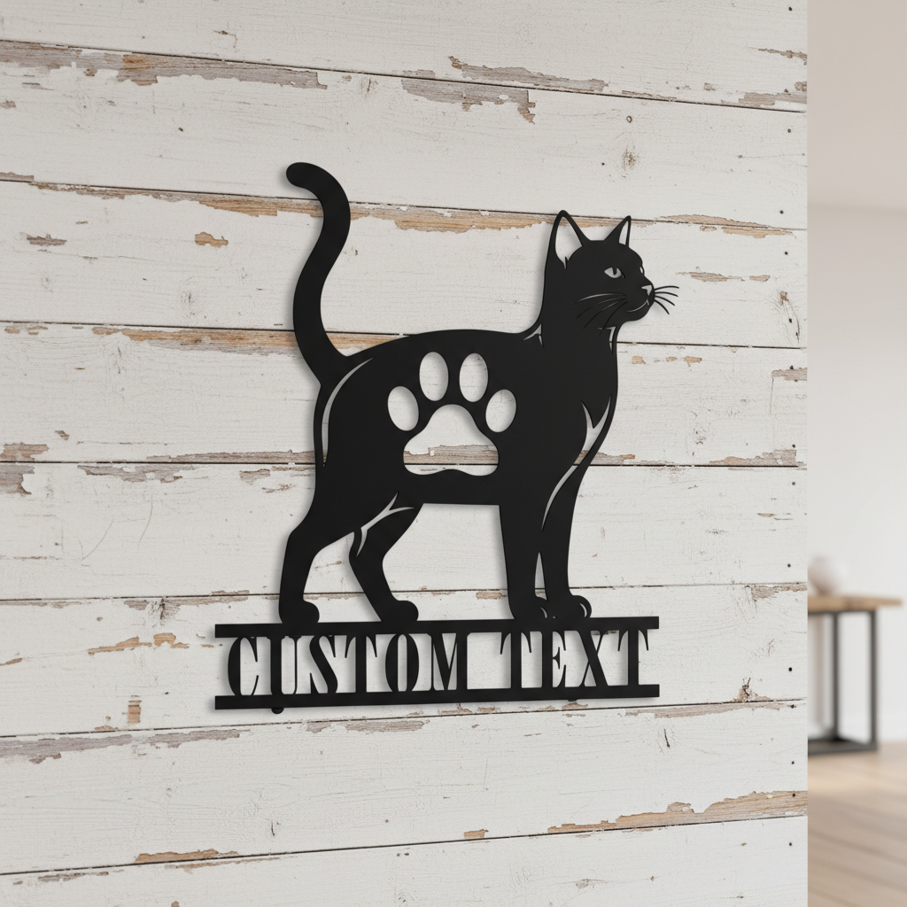 Personalisiertes Katzen Pfotenabdruck Metallschild – Bild 5