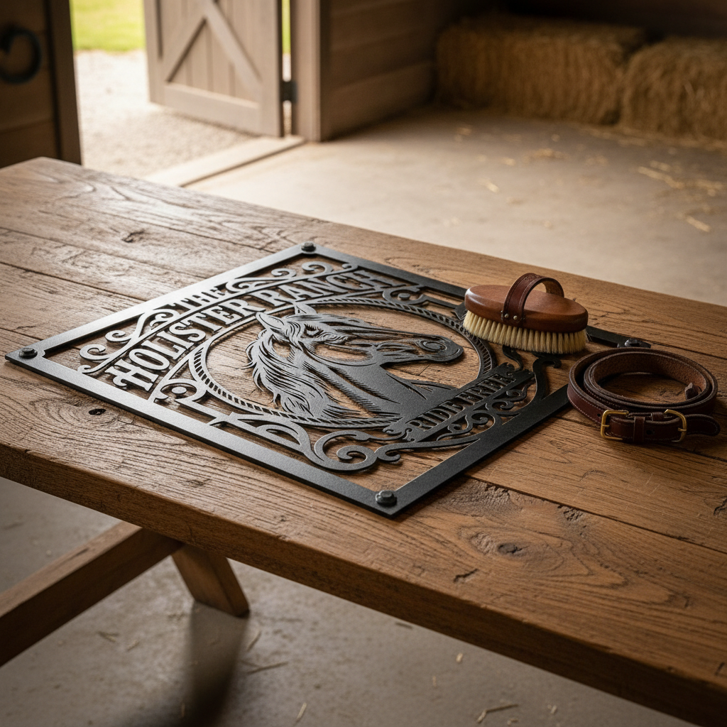 Personalisiertes Ranch Schild quadratisch mit Pferdekopf – Bild 7