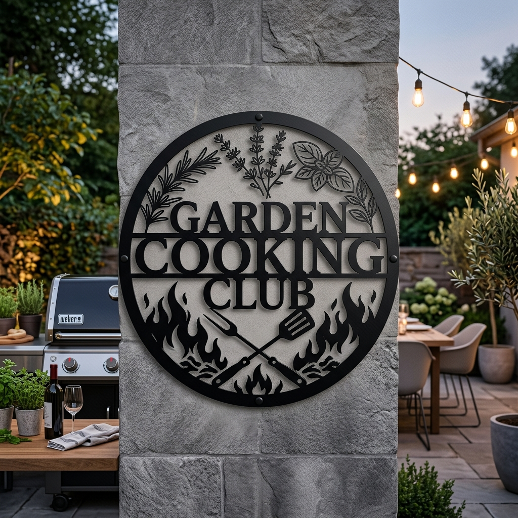 Personalisiertes Garten Grill Club Metallschild – Bild 1