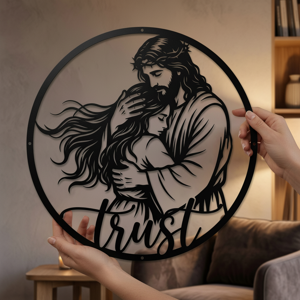 Personalisiertes rundes Jesus Metallschild – Bild 3